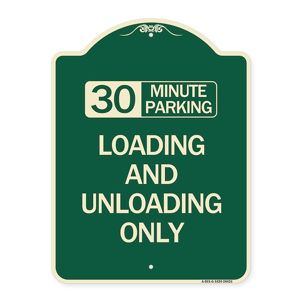 30 Minute Parking Loading and Unloading Heavy-Gauge Aluminum Sign, 24" x 18", G-1824-24426